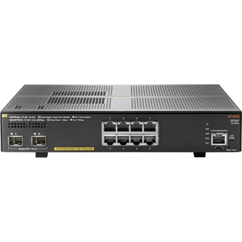 Коммутатор HP ARUBA 2930F JL258A 8 PORTS POE+ MANAGED SWITCH 2 PORTS 10GBE SFP