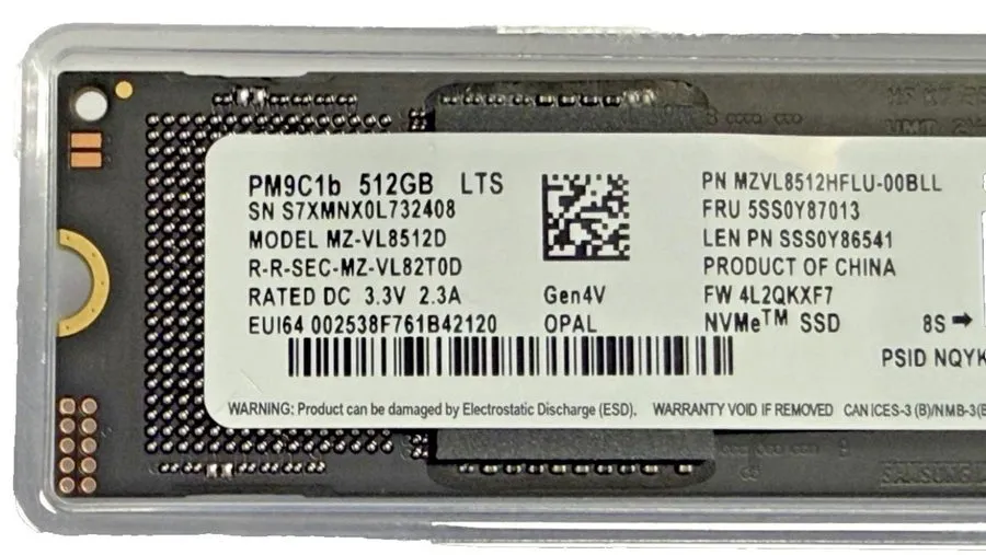 SSD-накопитель Samsung PM9C1B 512GB NVMe PCIe Gen4x4 M.2 2280 SSD Drive
