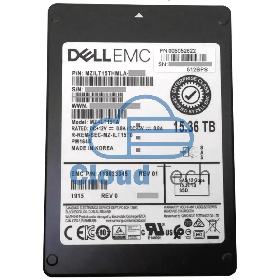 SSD-накопитель DELL EMC Samsung PM1643 15.36TB SAS 12Gbps MZ-ILT15TA SSD MZILT15