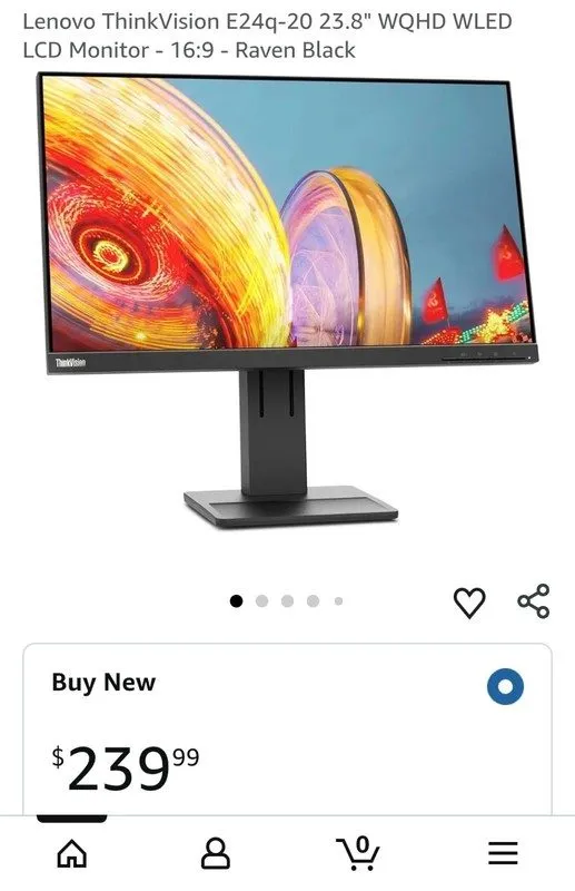 Монитор Lenovo Thinkvision e24q-20 (62CFGAR1US) 23.8" Display — фото лота 1