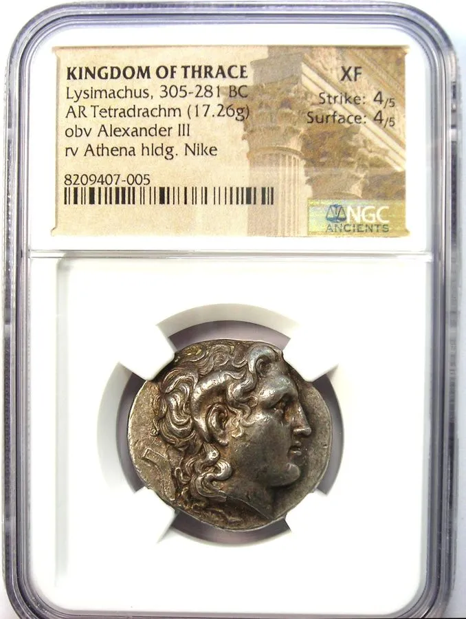 Лабораторный прибор Thrace Lysimachus AR Tetradrachm Lysimachos Coin 305-281 BC 