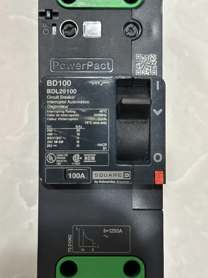 Автоматический выключатель SQUARE D BDL26100 2 POLE 100AMP 480V 18KA CIRCUIT BRE