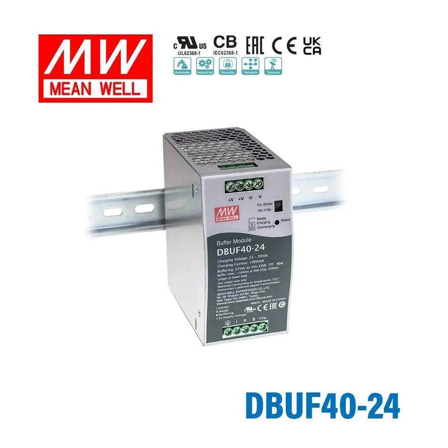 Модуль Mean Well DBUF40-24 Buffer Module Power 24V 40A Supply DIN Rail