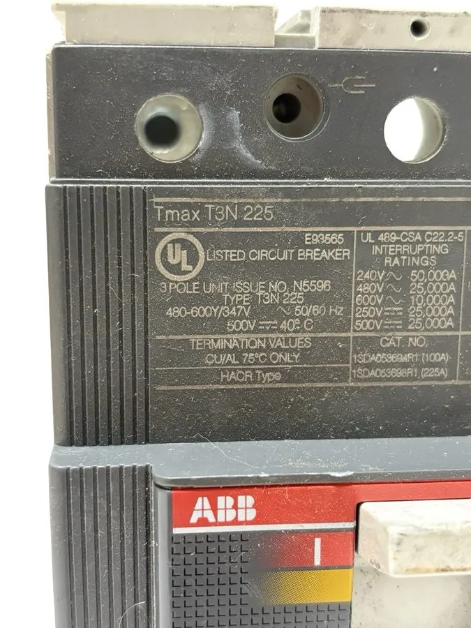 Автоматический выключатель ABB T3N225 Tmax T3N 225A 3-Pole 600V Molded Case Circ