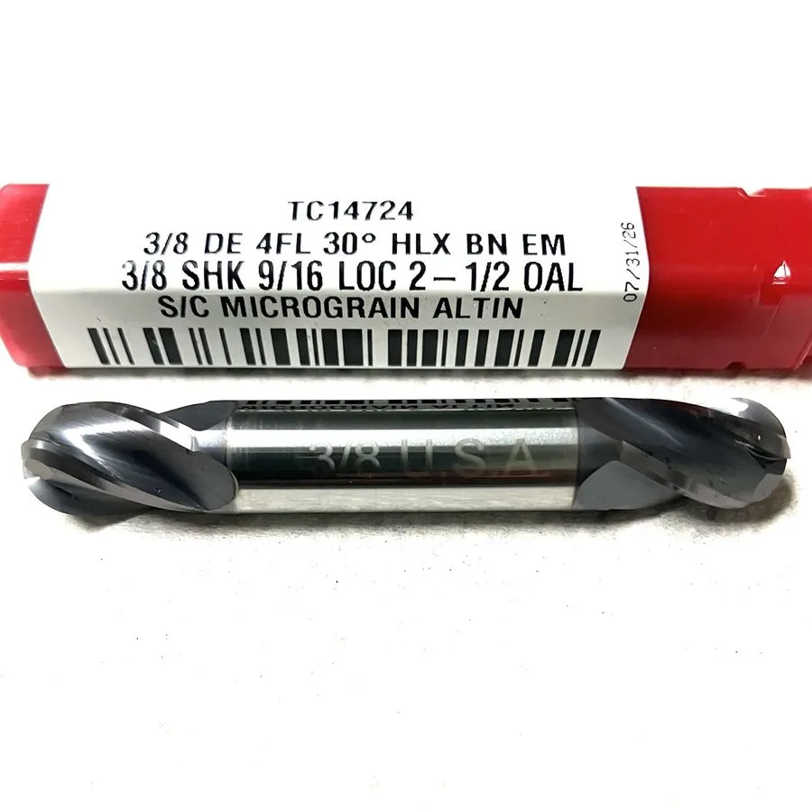 Режущий инструмент Titan USA 3/8" 4FL Carbide Double End Mill Stub Ball Nose AlT