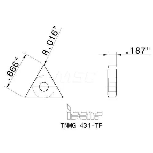 Режущий инструмент Iscar TNMG431 TF IC8250 Carbide Turning Insert, 60� Triangle