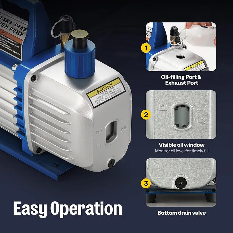 Насос 7.2CFM 2 Stage Vacuum Pump 3/4HP Rotary HVAC Refrigeration Air Conditionin — фото лота 2