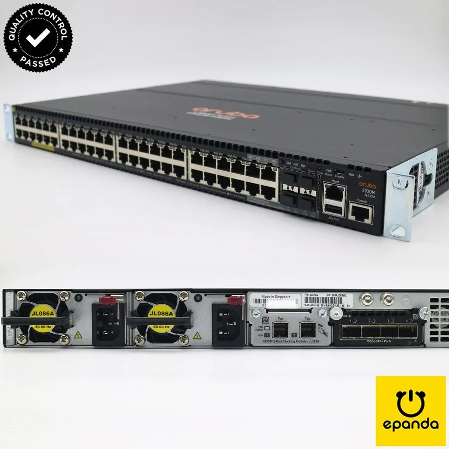 Коммутатор HPE Aruba JL322A 2930M 48G PoE+ StackModule, 2xPSU & 4x10GbE-SFP+ JL0
