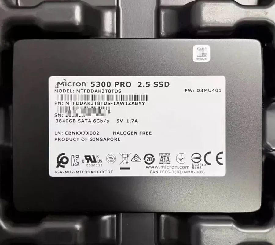 SSD-накопитель Micron 5300 PRO 3.84TB 2.5in SATA III 6Gb/s SSD MTFDDAK3T8TDS-1AW