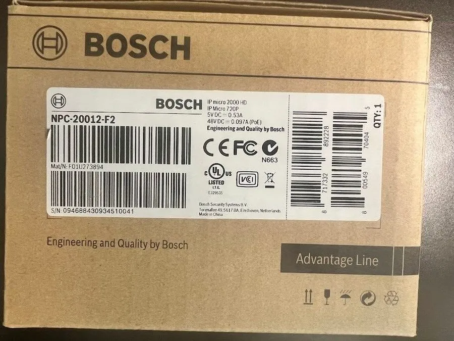 Камера Lot 4 Bosch NPC-20012-F2 Security IP Camera W/720p 1MP PoE MicroSD Two-Wa — фото лота 2