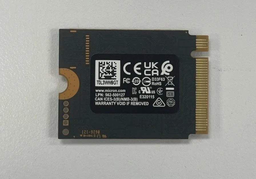 SSD-накопитель Micron 2500 512GB nvme SSD M.2 2230 PCIe 0F5XMW — фото лота 1