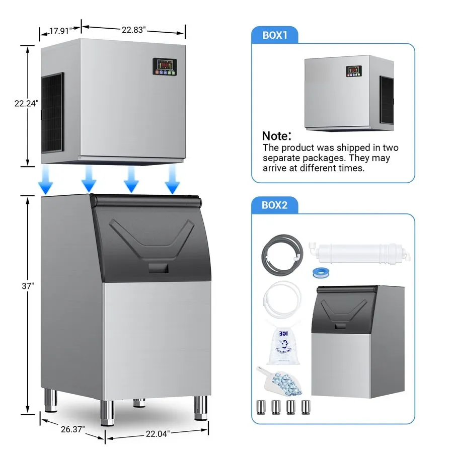 Льдогенератор Ginkman Commercial 110V 1200W Freestanding Ice Maker 550LBS/24H wi — фото лота 2