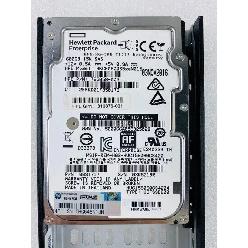 Жёсткий диск HPE K2P98B 810765-001 600GB 15K RPM 12Gb SAS 2.5" SFF 3PAR StoreSer