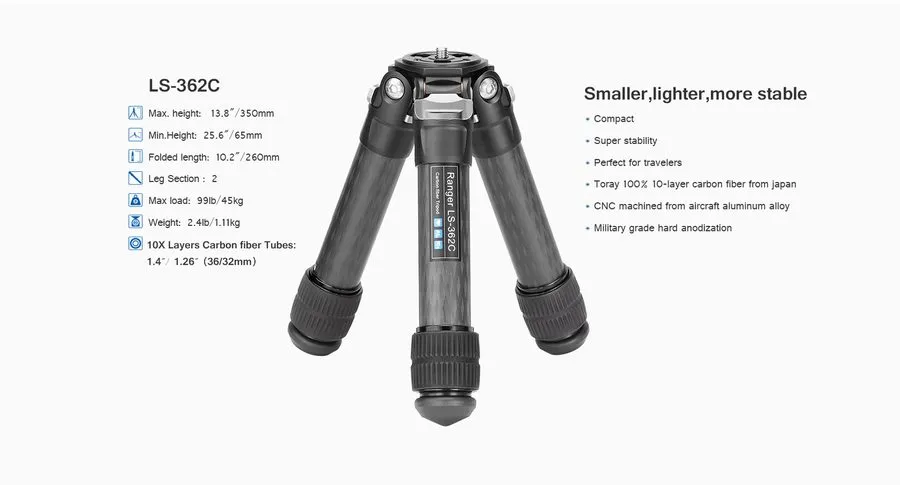 Камера Leofoto LS-362C Carbon Fiber Tripod — фото лота 2