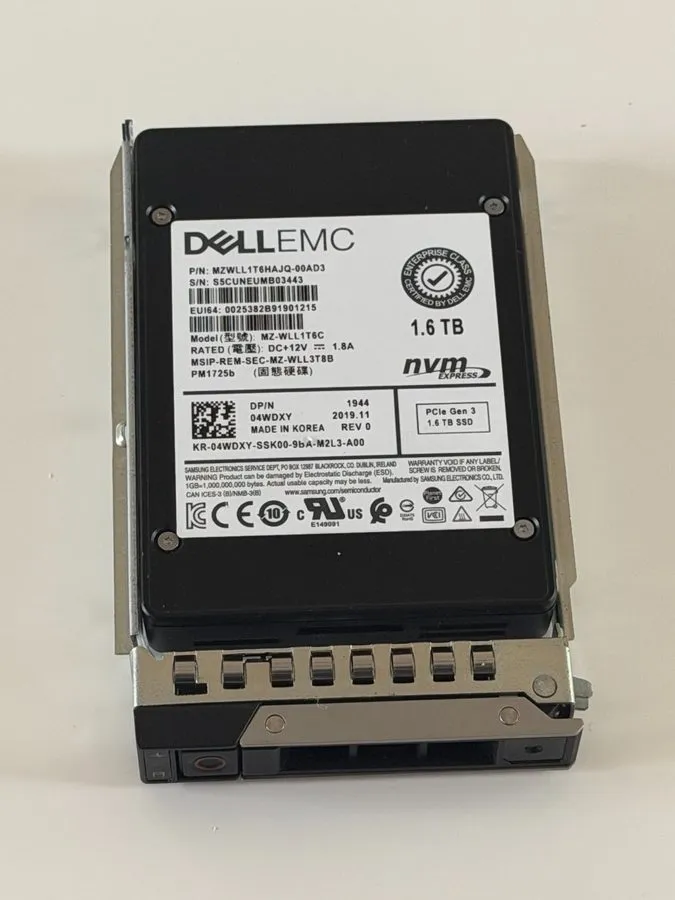 SSD-накопитель 4WDXY DELL SAMSUNG PM1725B 1.6TB NVME PCIe U.2 2.5'' Enterprise S