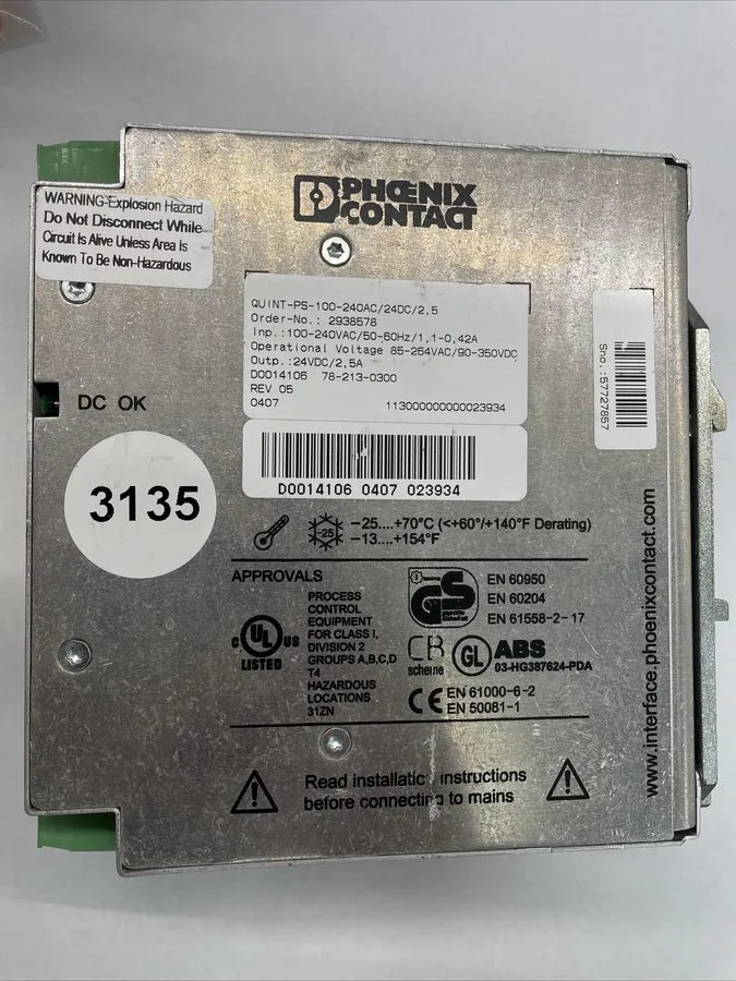 Блок питания PHOENIX CONTACT POWER SUPPLY QUINT-PS-100-240AC/24DC/2,5 / 2938578