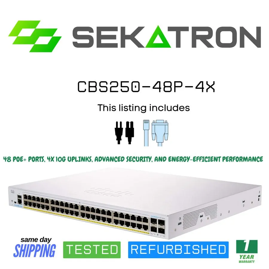 Коммутатор Cisco CBS250-48P-4X Gigabit 48-Port Ethernet PoE Smart Managed Switch