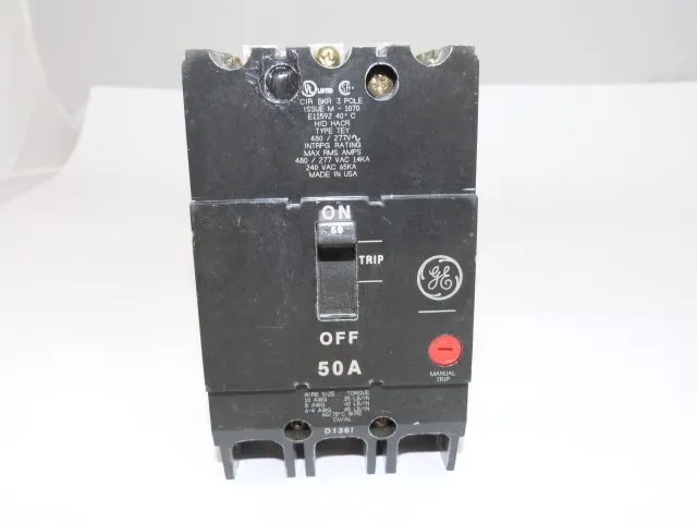Автоматический выключатель GE TEY350 Circuit Breaker 3 Pole 50 Amp 480V Refurbis