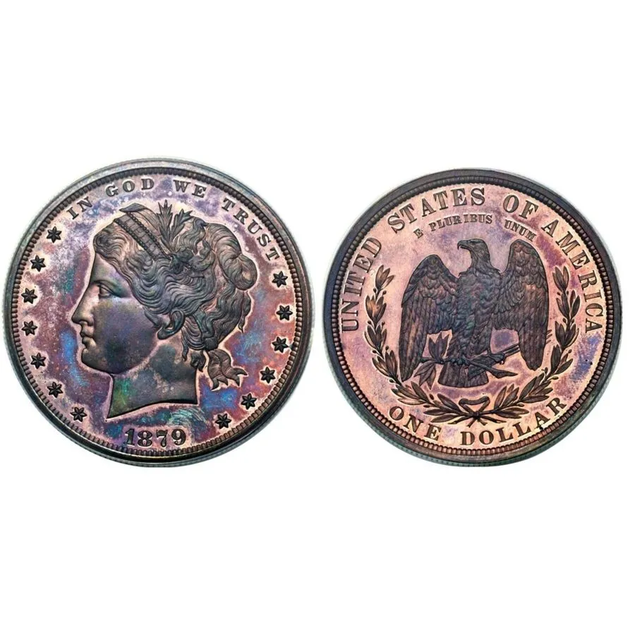 Лабораторный прибор 1879 $1 J-1606 Pattern PCGS PR66RB (CAC) Absolutely Superb P — фото лота 2