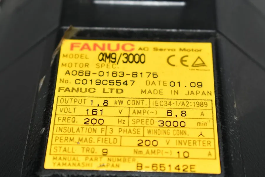 Серводвигатель REPAIRED FANUC A06B-0163-B175 AC SERVO MOTOR 1.8kW 3000RPM
