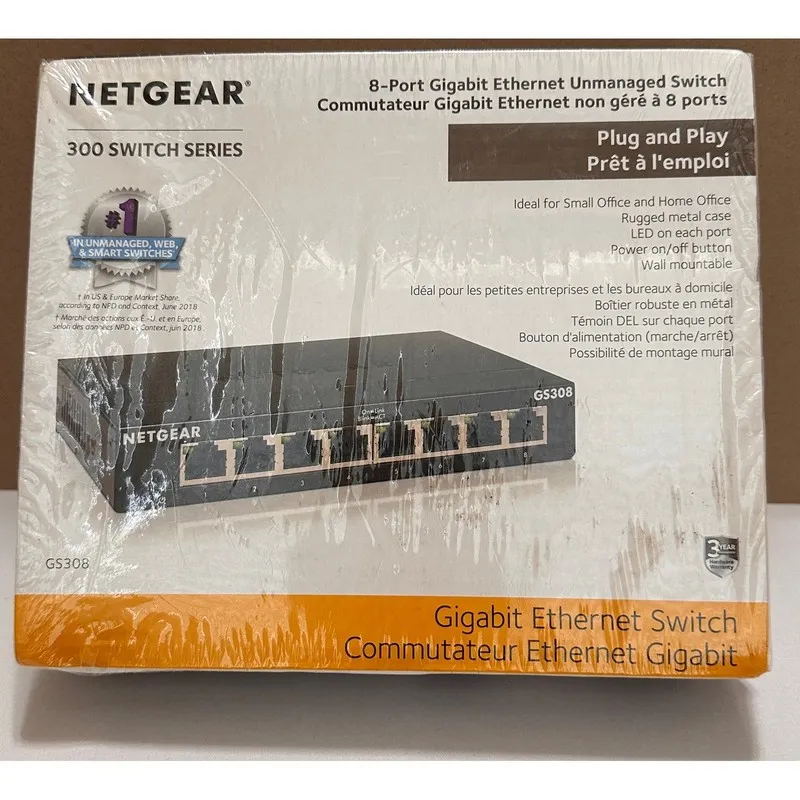 Коммутатор NETGEAR GS308 GS308-300PAS 8-Port Gigabit Ethernet Unmanaged Switch