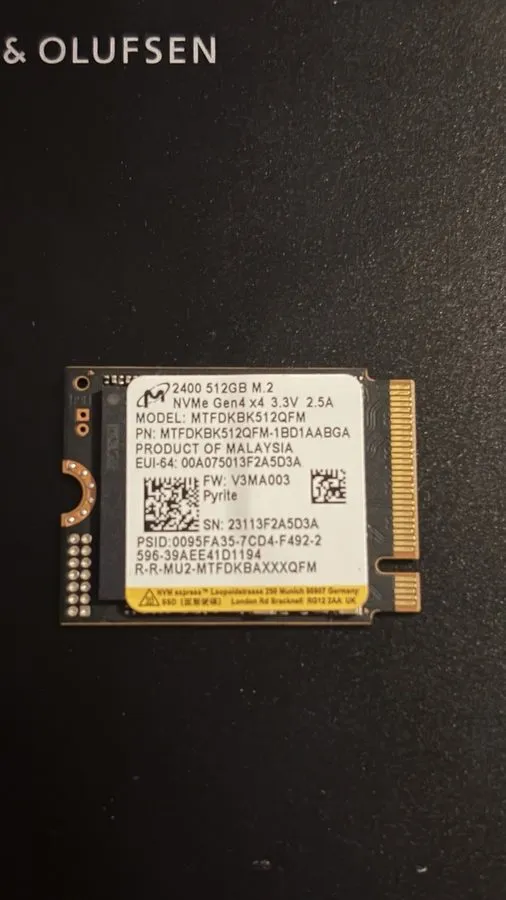 Micron 2400 512GB M.2 2230 NVMe Gen4x4 Mini SSD