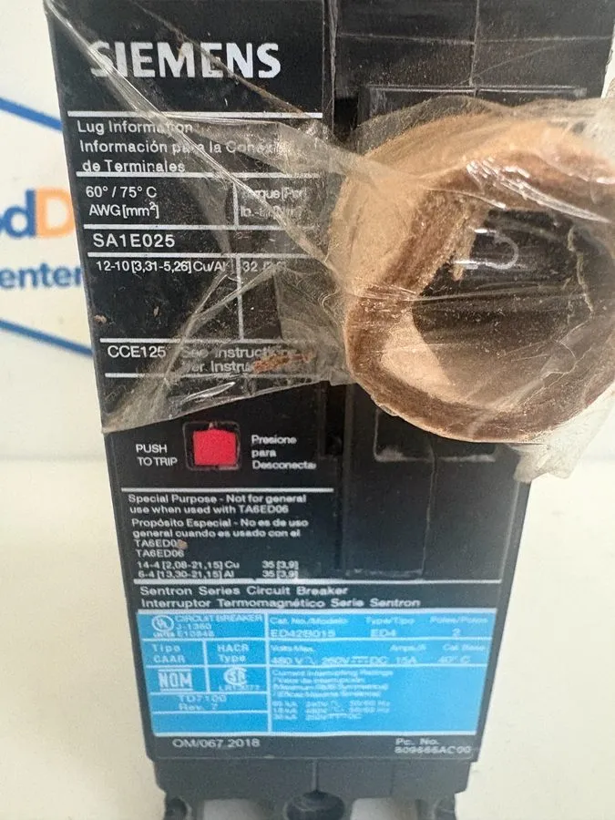 Автоматический выключатель Siemens SA1E025 Sentron 25 Amp Circuit Breaker ED42B0