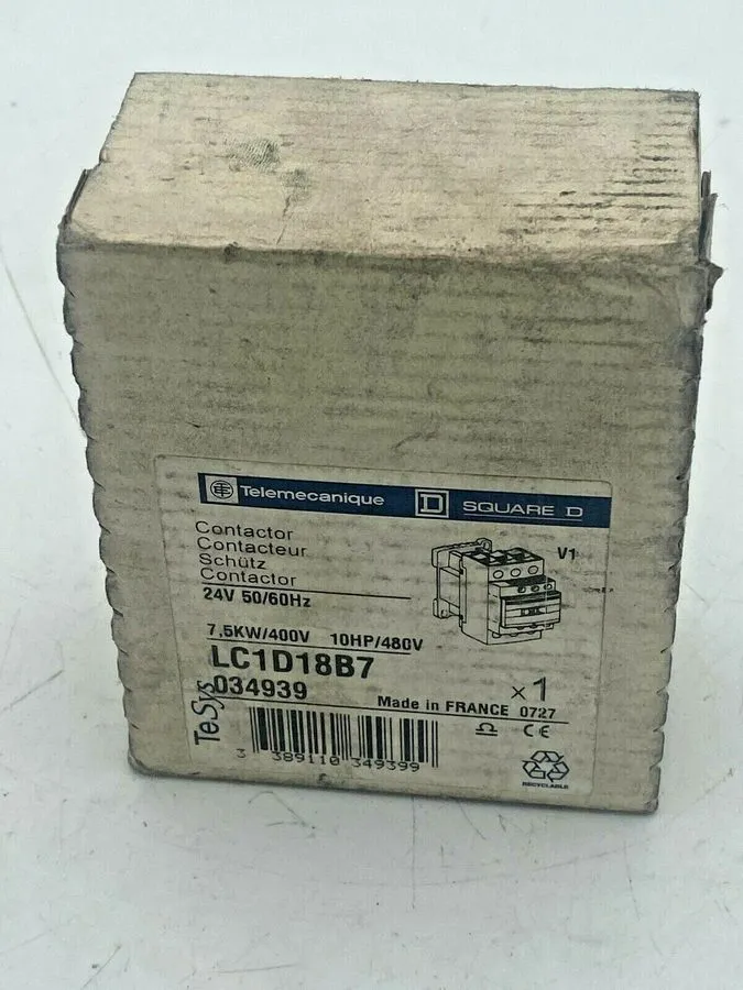 Контактор Schneider Electric TeSys Control IEC Contactor LC1D18B7 24V AC 18A 3-P
