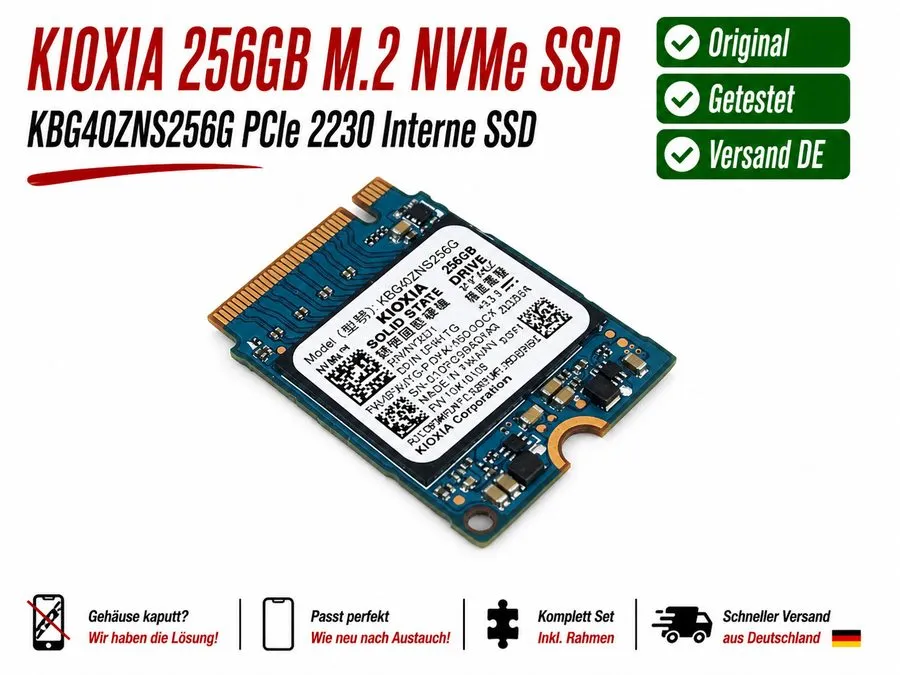 SSD-накопитель KIOXIA KBG40ZNS256G 256GB NVMe M.2 2230 Internal SSD TRIM SMART