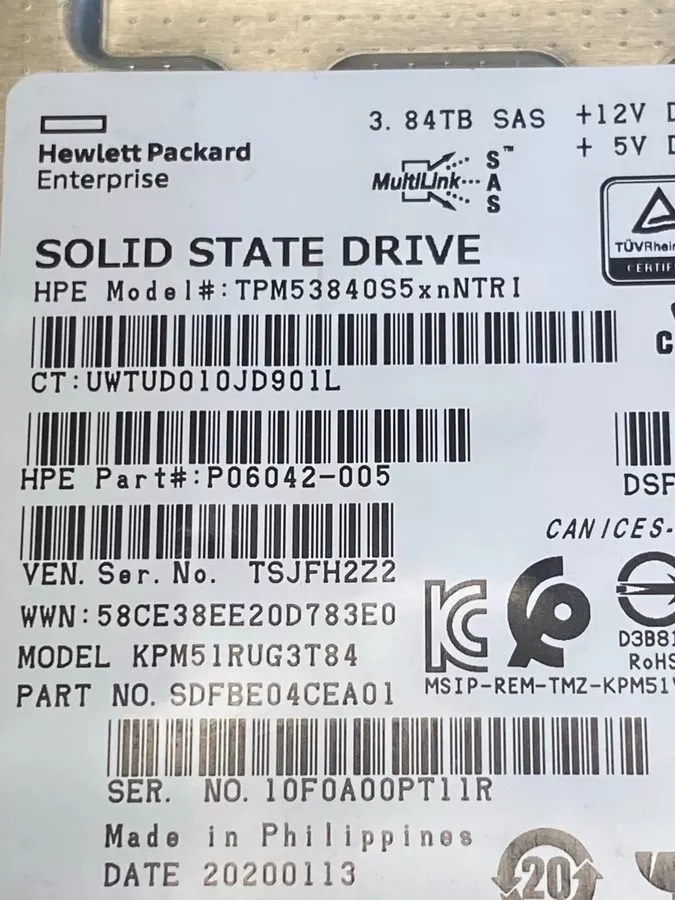 SSD-накопитель HPE Primera 600 R0P96A P13369-001 2.5" 3.84TB SAS 12G SSD Solid S — фото лота 2