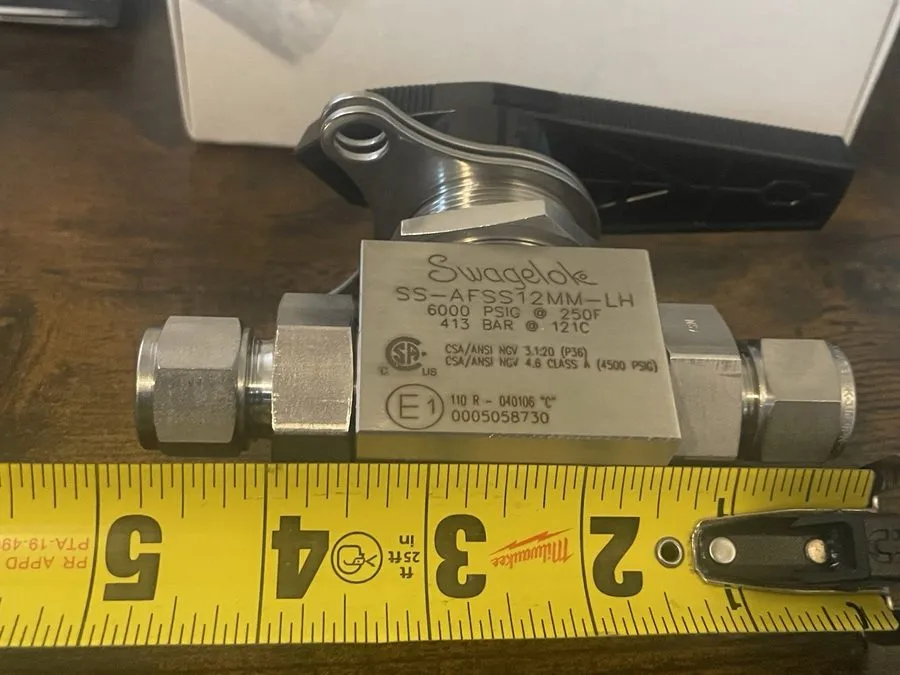 Клапан Swagelok SS-AFSS12MM-LH 12mm Ball Valve 6000 PSI 316SS Hydrogen CNG — фото лота 1