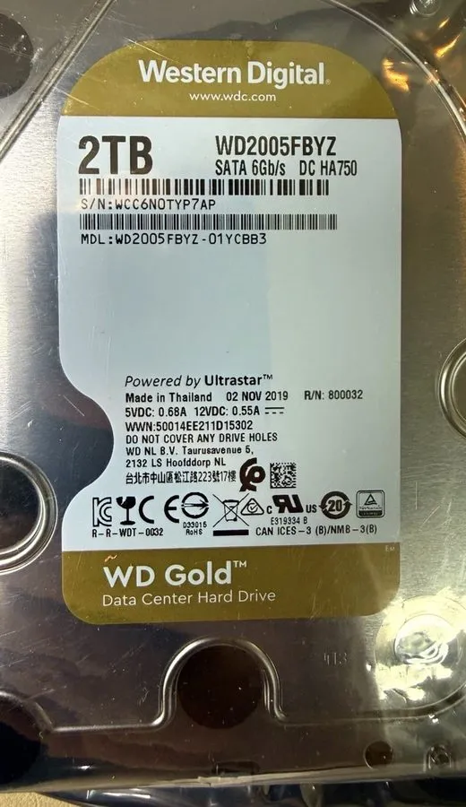 Жёсткий диск Western Digital Gold 2TB WD2005FBYZ 7200RPM 128MB SATA III 3.5" HDD