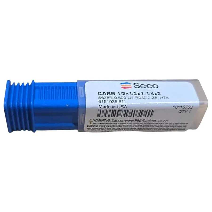 Режущий инструмент Seco S638R-0.500-D1-R030.0-Z6 HTA 1/2in 6-Flute Carbide Squar — фото лота 2