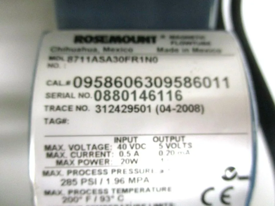 Датчик ROSEMOUNT MAGNETIC FLOWTUBE 8711ASA30FR1N0