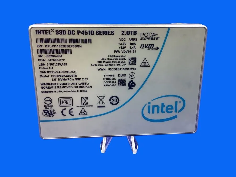 SSD-накопитель Intel P4510 2TB PCIe Gen3 x4 NVMe U.2 2.5" Enterprise SSD SSDPE2K