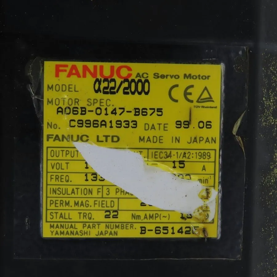 Серводвигатель Fanuc CNC A06B-0147-B675 3.8kW 157VAC 15AMP AC Servo Motor