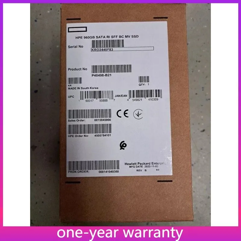 Жёсткий диск HPE 960GB P40498-B21 P41523-001 SATA 6Gb/s 2.5" SFF Gen10 Plus Soli