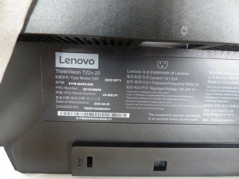 Монитор LENOVO THINKVISION T22V-20 21.5" MONITOR MTM 61FB-MAR6-US SP40W81723
