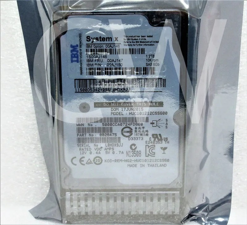 Жёсткий диск LENOVO 1.2TB 10K 6G 2.5INCH G3HS SAS HDD 00AJ146 WIPED