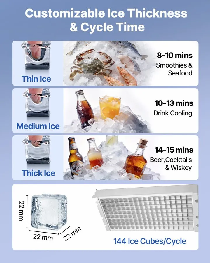 Льдогенератор Commercial Ice Maker: 440lb/24h, 85lb Bin, Stainless Steel, LED &  — фото лота 2