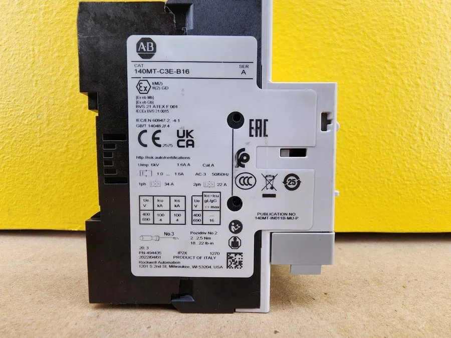 Автоматический выключатель Allen Bradley 140MT-C3E-B16 Motor Protection Circuit  — фото лота 2