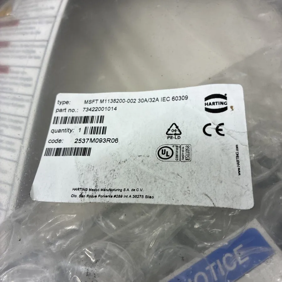 Разъём HARTING/ HAN-ECO M1138200-002 CONNECTOR CABLE ASSEMBLY W/ 30A BREAKERS