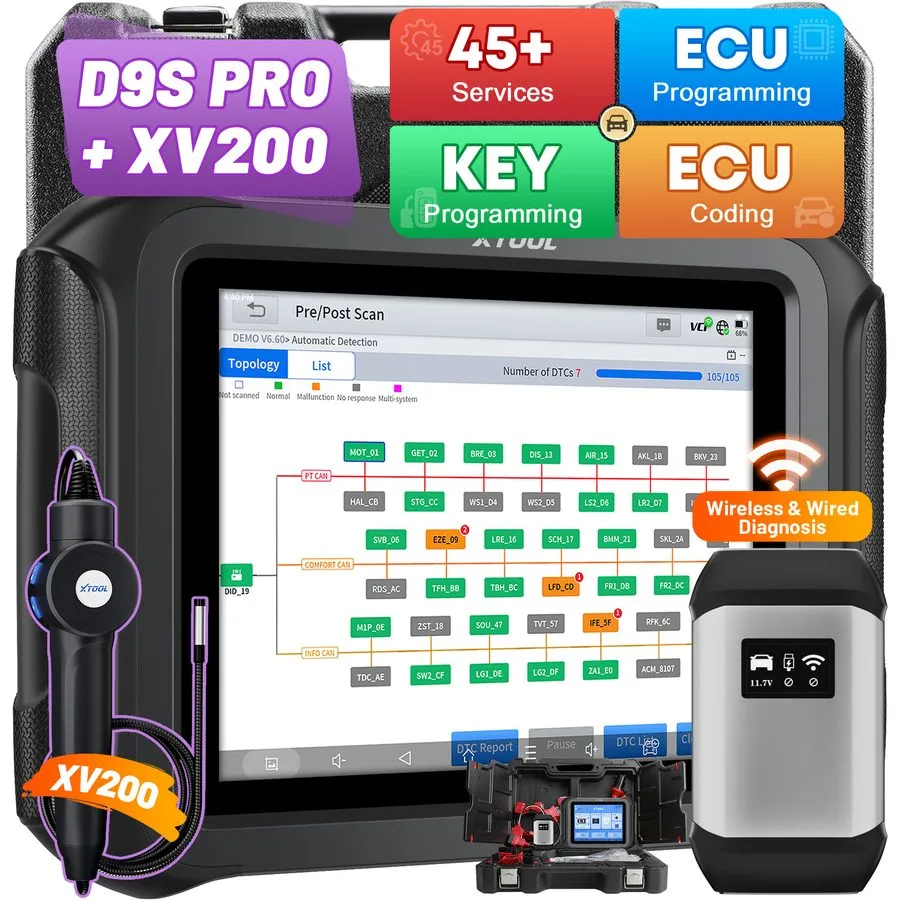 Эндоскоп XTOOL D9SPRO Auto Code Scanner E.CU Programming FCA DoIP Topology + End — фото лота 2