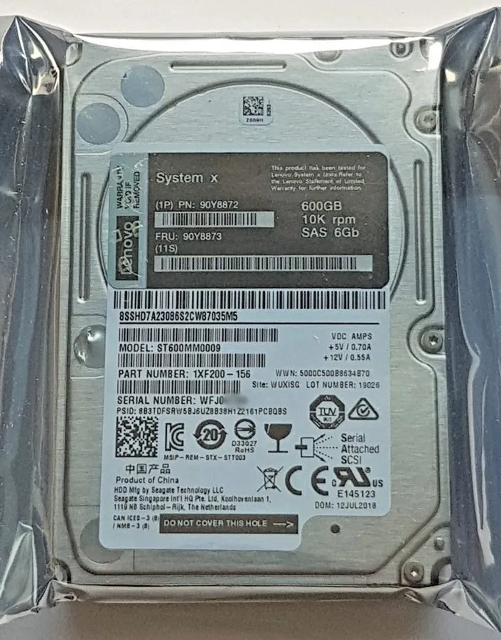 Жёсткий диск Lenovo IBM Seagate 600GB 2.5" 10K 6G SAS HDD ST600MM0006 90Y8873 90