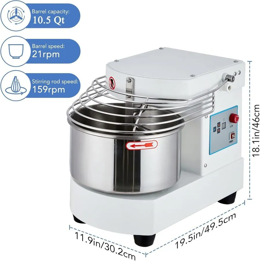 Миксер Commercial Food Mixer 10.5Qt Touch Screen Dough Mixer Timer 650W Dual Rot