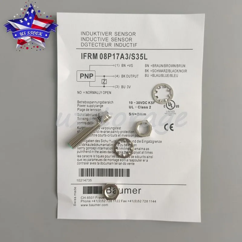 Датчик приближения BAUMER IFRM 08P17A3/S35L PLC INDUCTIVE PROXIMITY SENSOR, M8 2