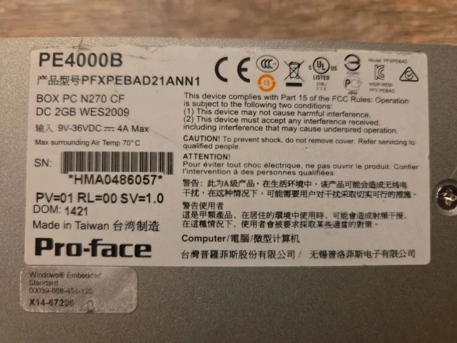 Промышленный компьютер PRO-FACE PFXPEBBD40NNN1 PE4000B Industrial PC — фото лота 1