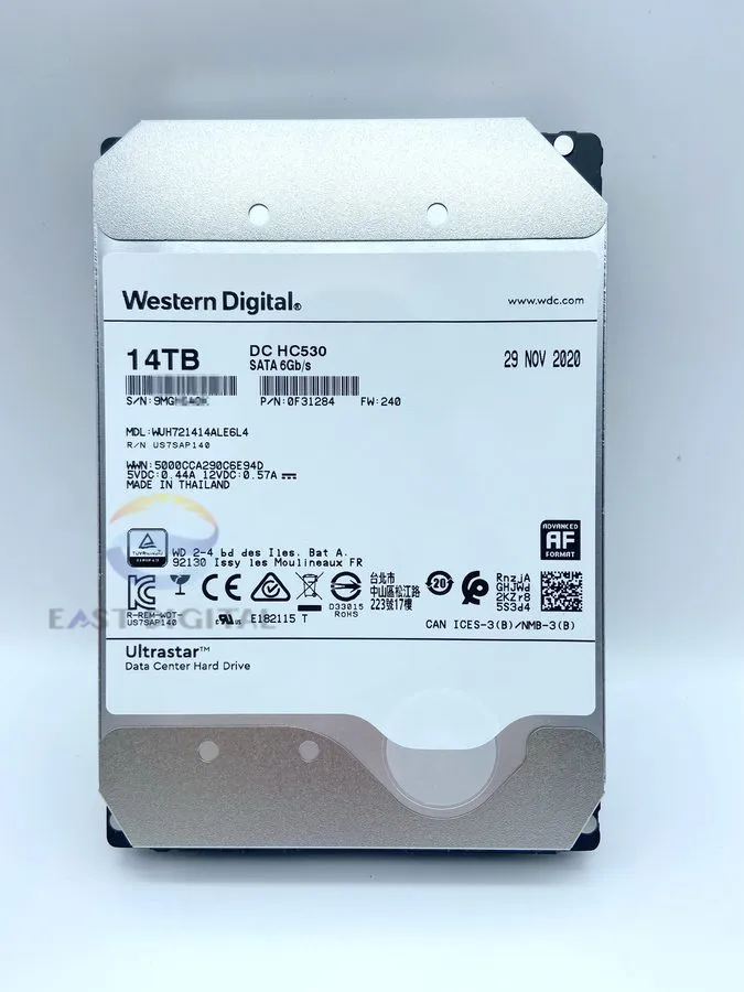 Жёсткий диск WD Ultrastar DC HC530 14TB 7.2K SATA 6Gbps 512MB 3.5" WUH721414ALE6