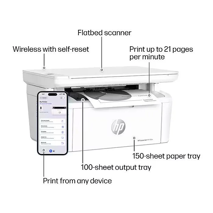 Лазерный принтер HP LaserJet M140w Laser Printer, Black And White Mobile Print, 