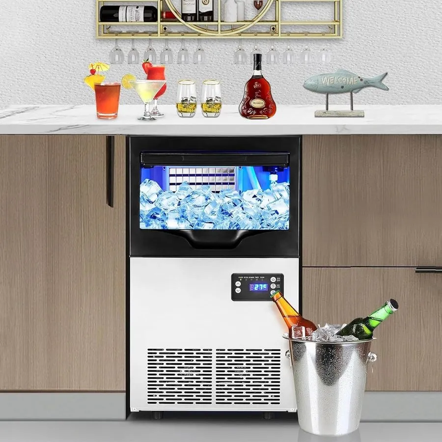 Льдогенератор 110lbs/24h Commercial Built-in Ice Maker Machine Display Ice Cube